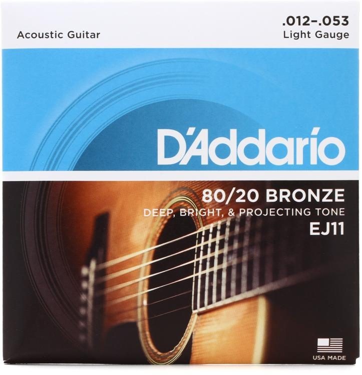 DAddario EJ11 80-20 Bronze Light Acoustic Guitar Strings