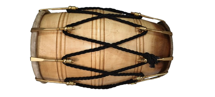 Dholak Sheesham Wood  Engraved with Bag and Special Chati Puda